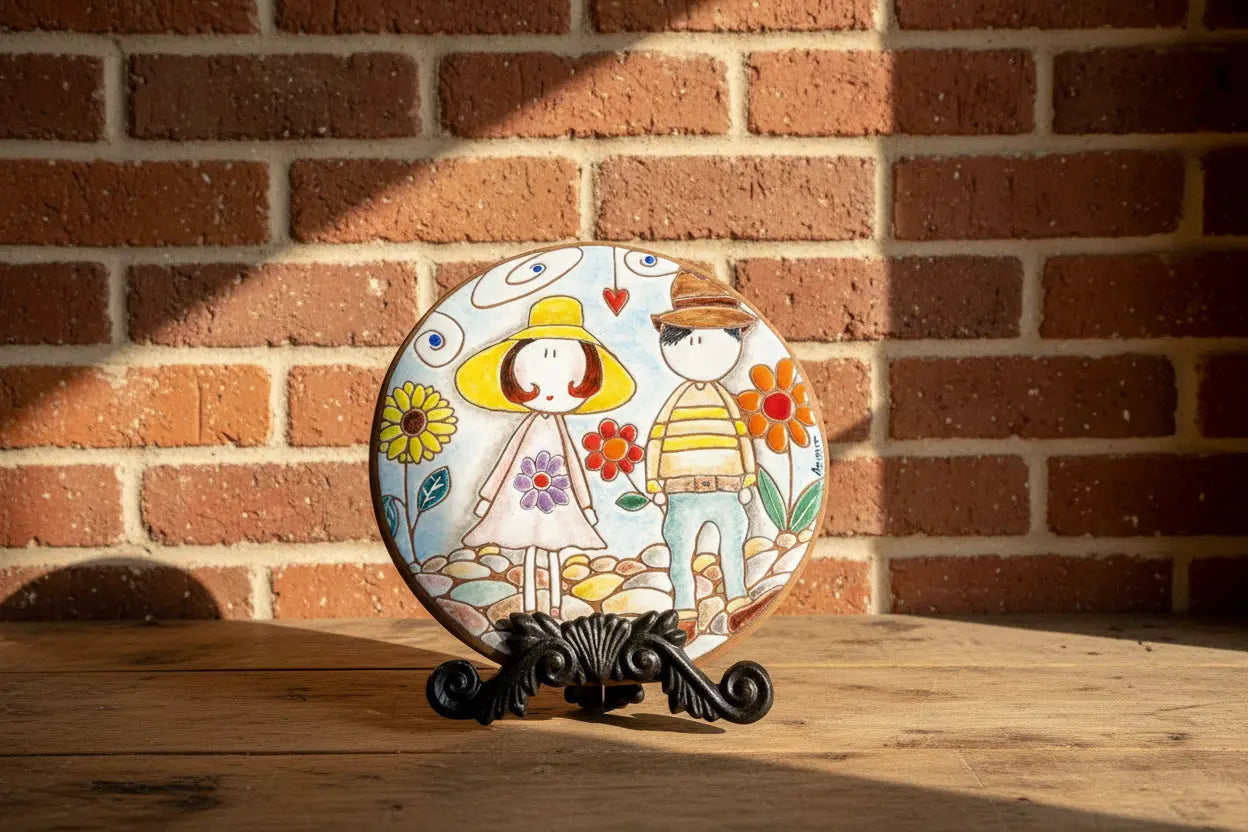 Decorative plate with a couple design