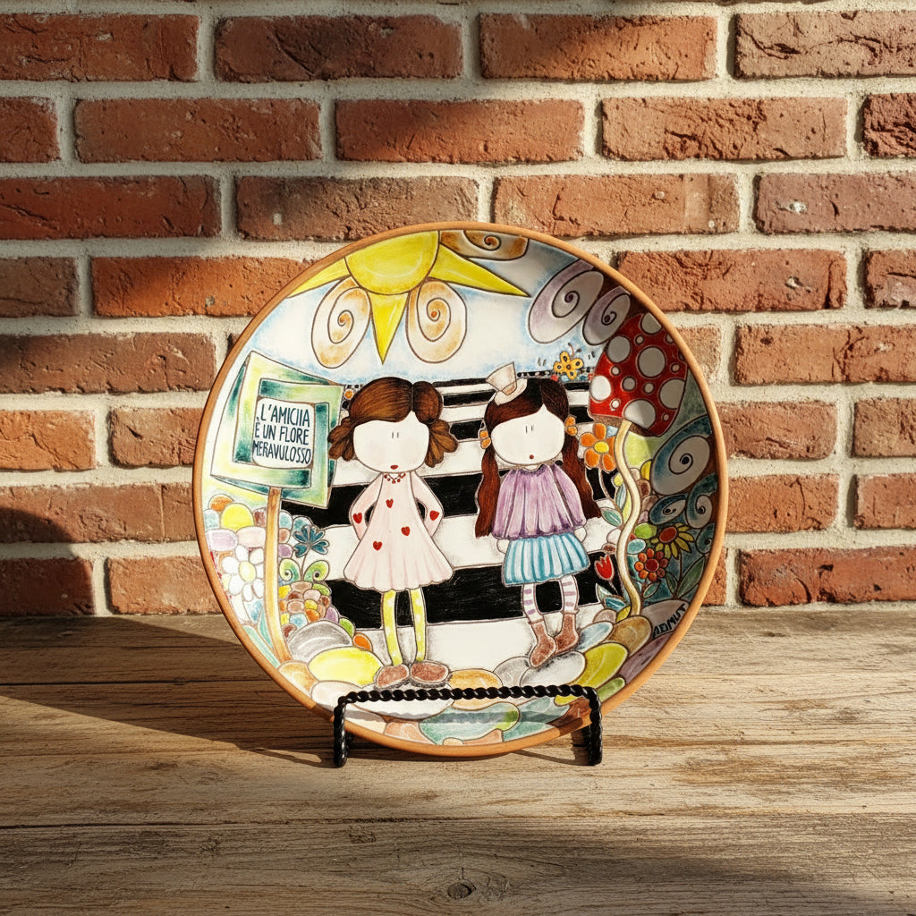Decorative plate with cartoon characters