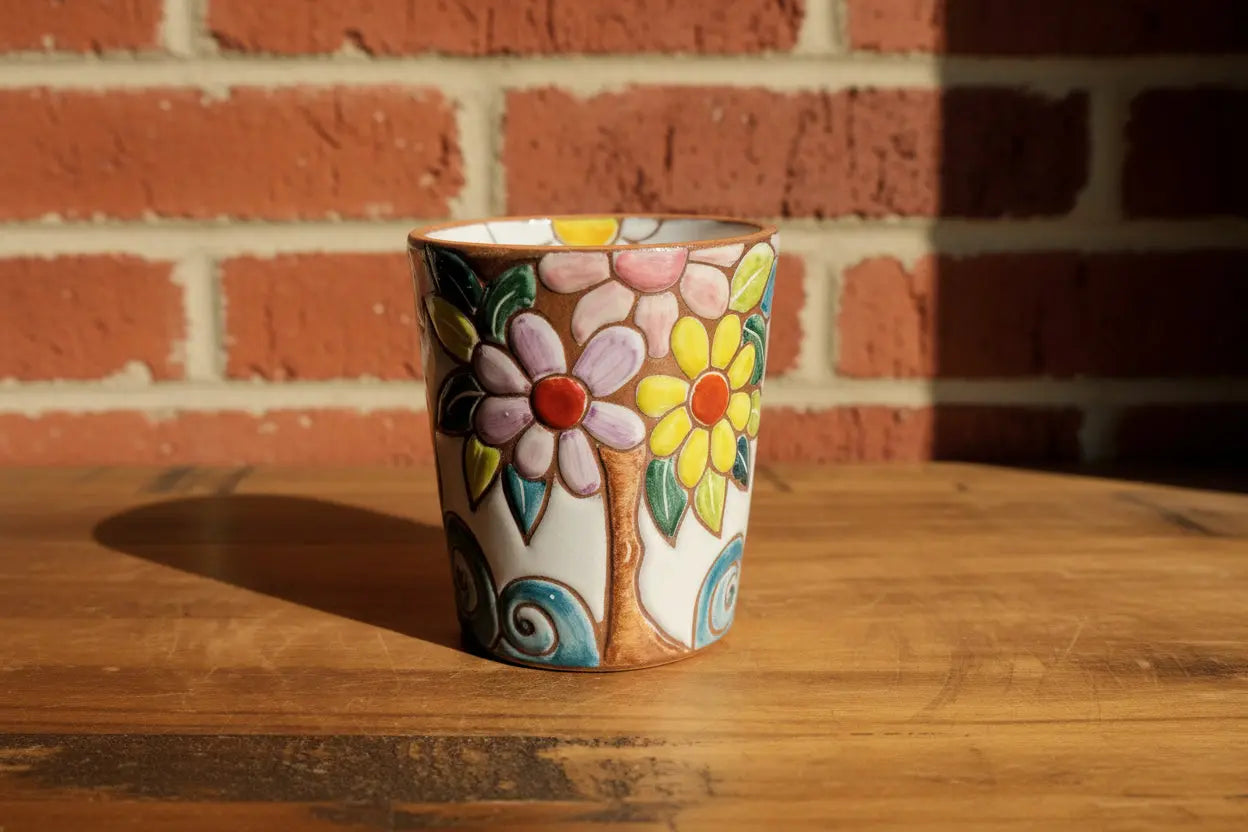 Decorative ceramic vase / toothbrush holder with a cartoon character