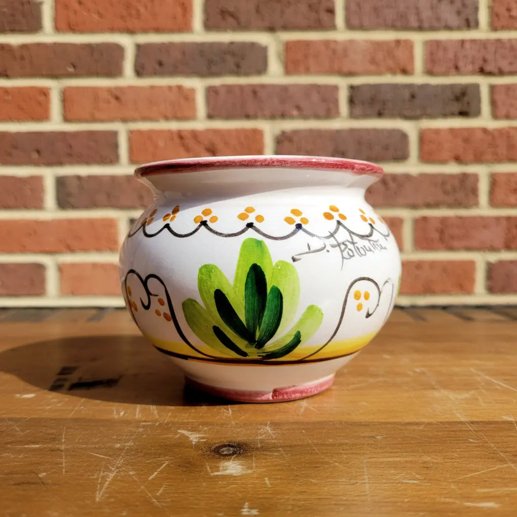 Decorative ceramic pot / planter / vase  with green plant design 