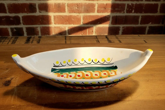 Decorative ceramic boat / bowl with colorful patterns 