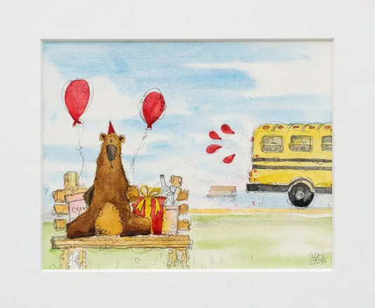 Derek Larson Original - Bye Bye (Unframed) Pink Raven Art Gallery