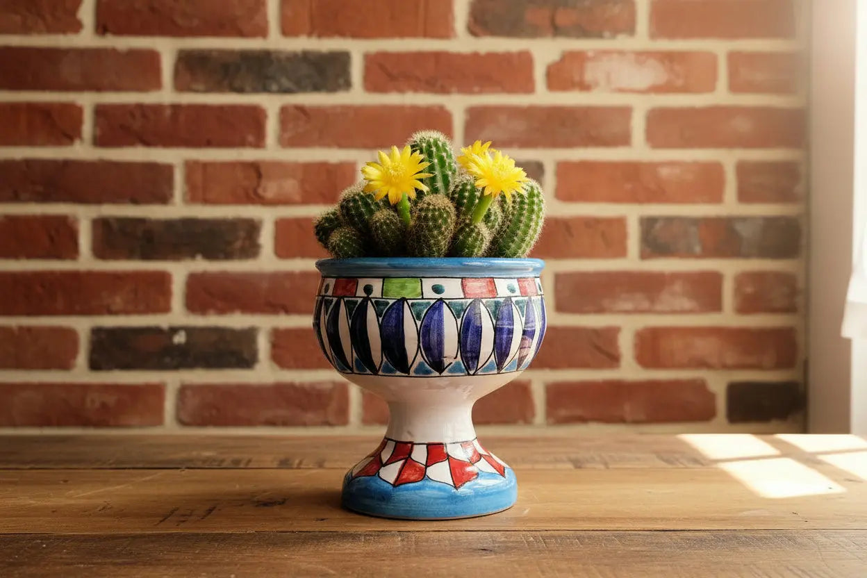 Decorative ceramic bowl / vase / planter /goblet with colorful patterns 