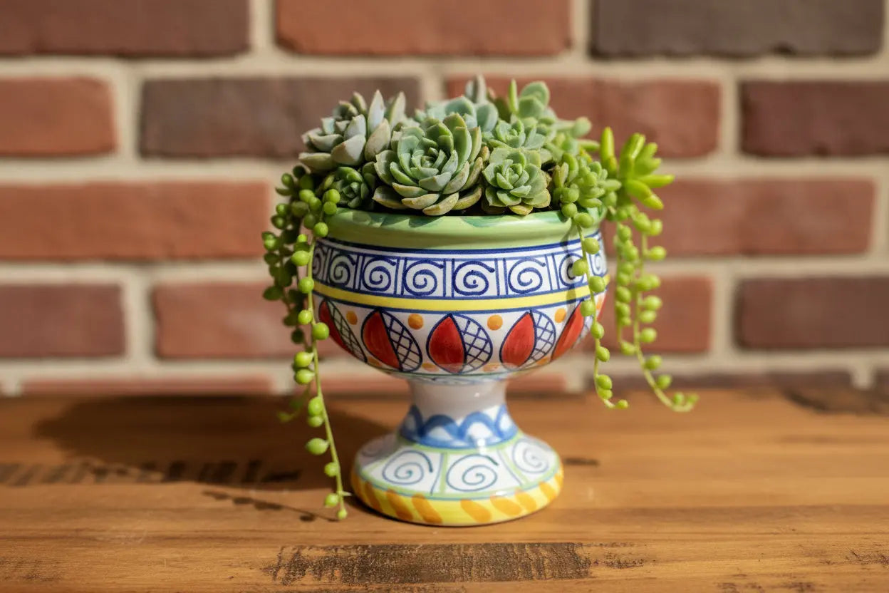 Colorful Decorative ceramic bowl / vase / planter /goblet with intricate patterns 