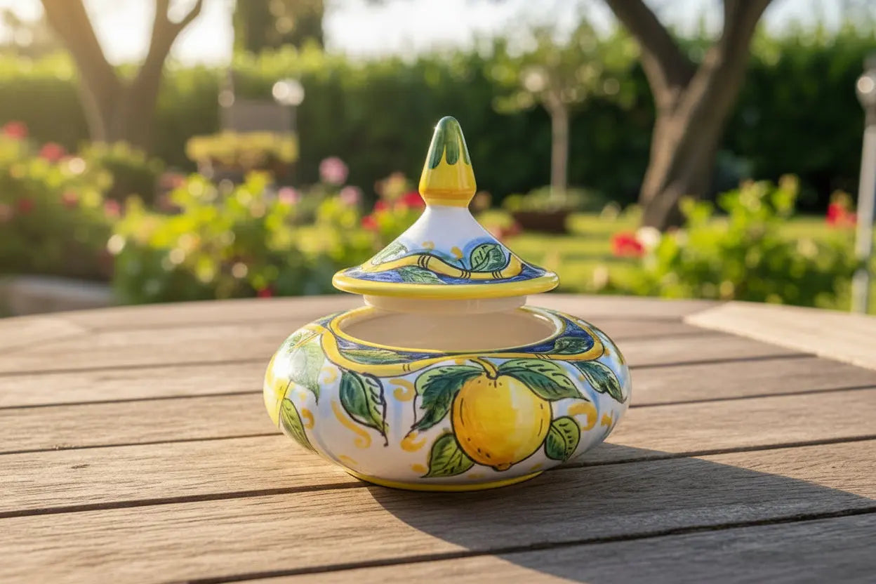 Decorative ceramic jewelry box with lemon design 