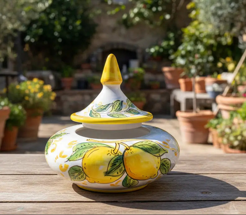 Decorative ceramic jewelry box with lemon design 