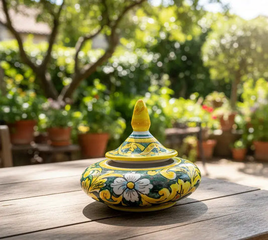 Decorative ceramic jewelry box with floral design