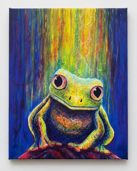 Joshua Bilkis - Frog - Print on Canvas 14x11 Pink Raven Art Gallery