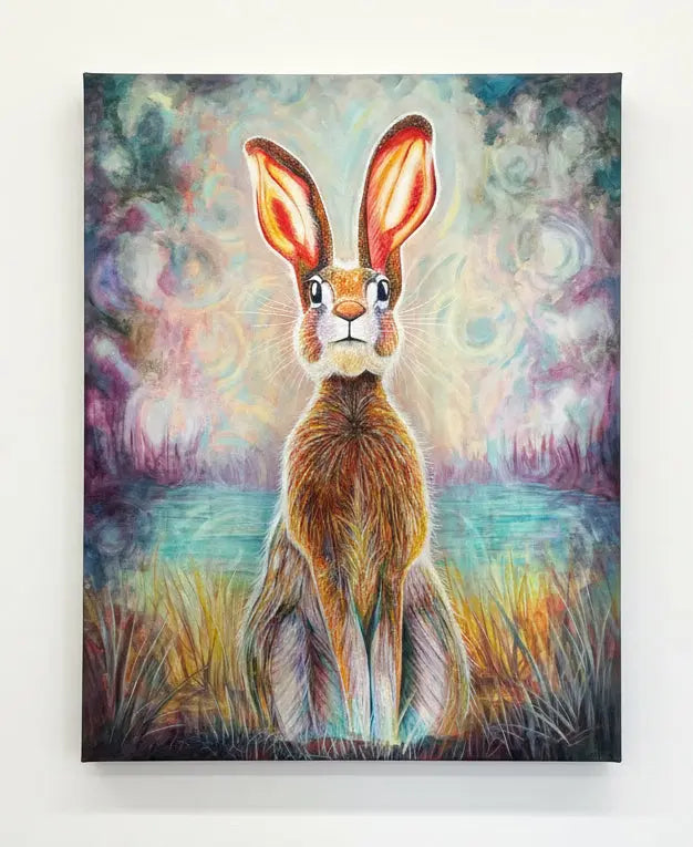 Joshua Bilkis- Rabbit - Print on Canvas 14x11 Pink Raven Art Gallery