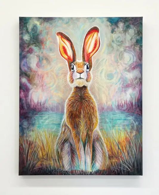 Joshua Bilkis- Rabbit - Print on Canvas 14x11 Pink Raven Art Gallery