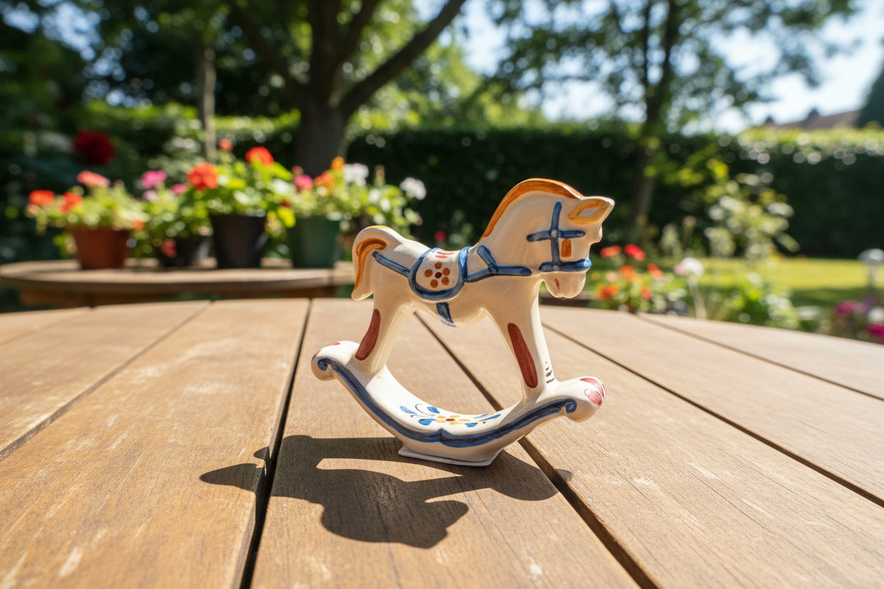 Decorative rocking horse figurine with colorful details