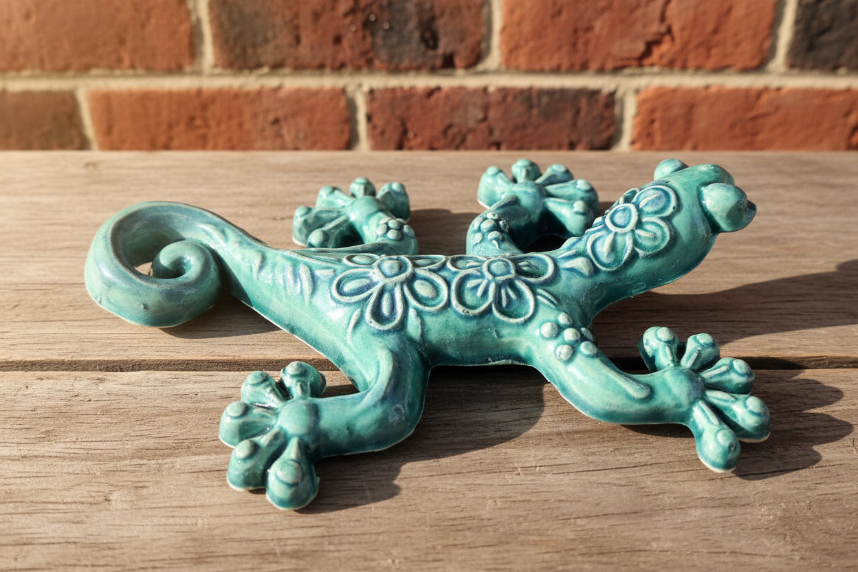 Turquoise ceramic gecko 