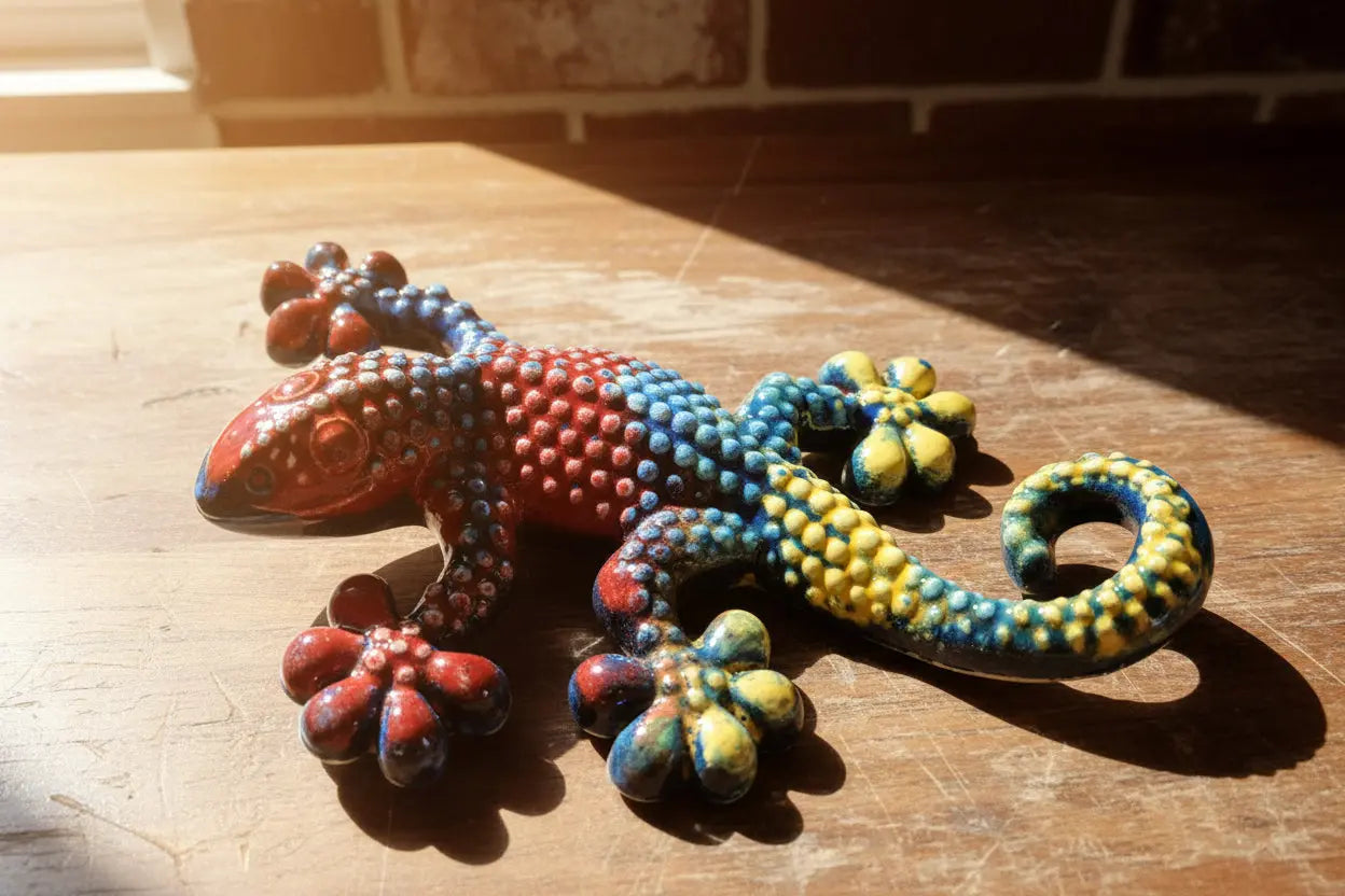 Colorful beaded gecko figurine 