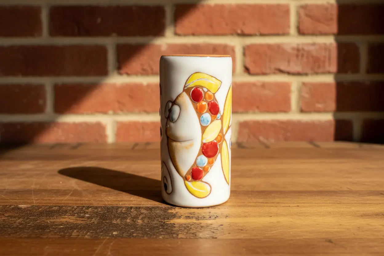 Decorative ceramic vase / toothbrush holder with a cartoon character