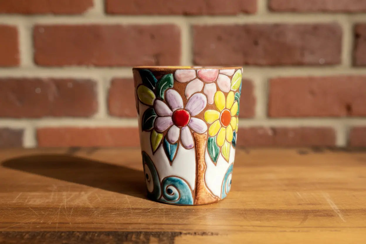 Decorative ceramic vase / toothbrush holder with a cartoon character