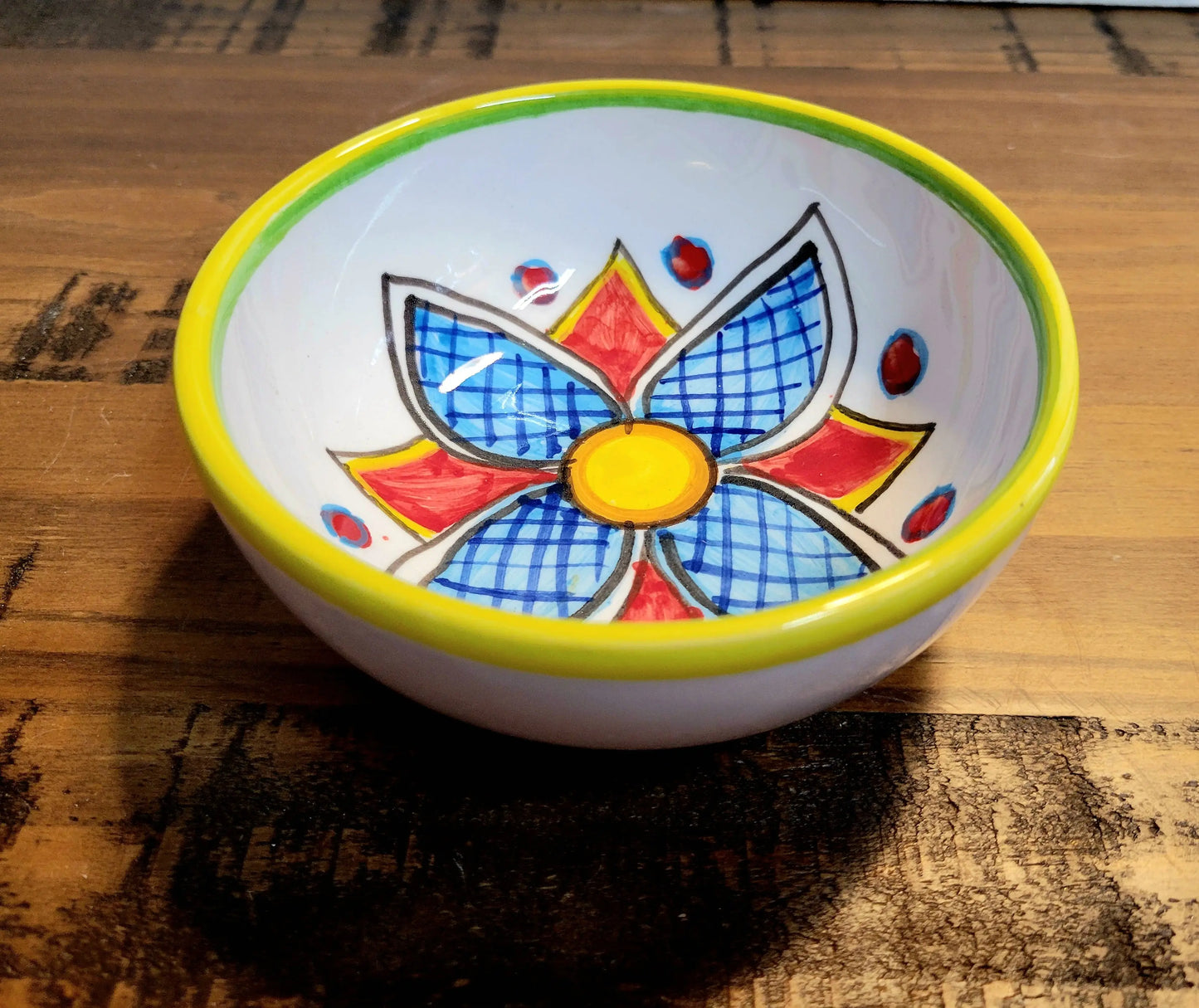 Decorative ceramic bowl with colorful design 