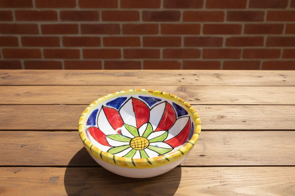 Colorful ceramic bowl with floral design 