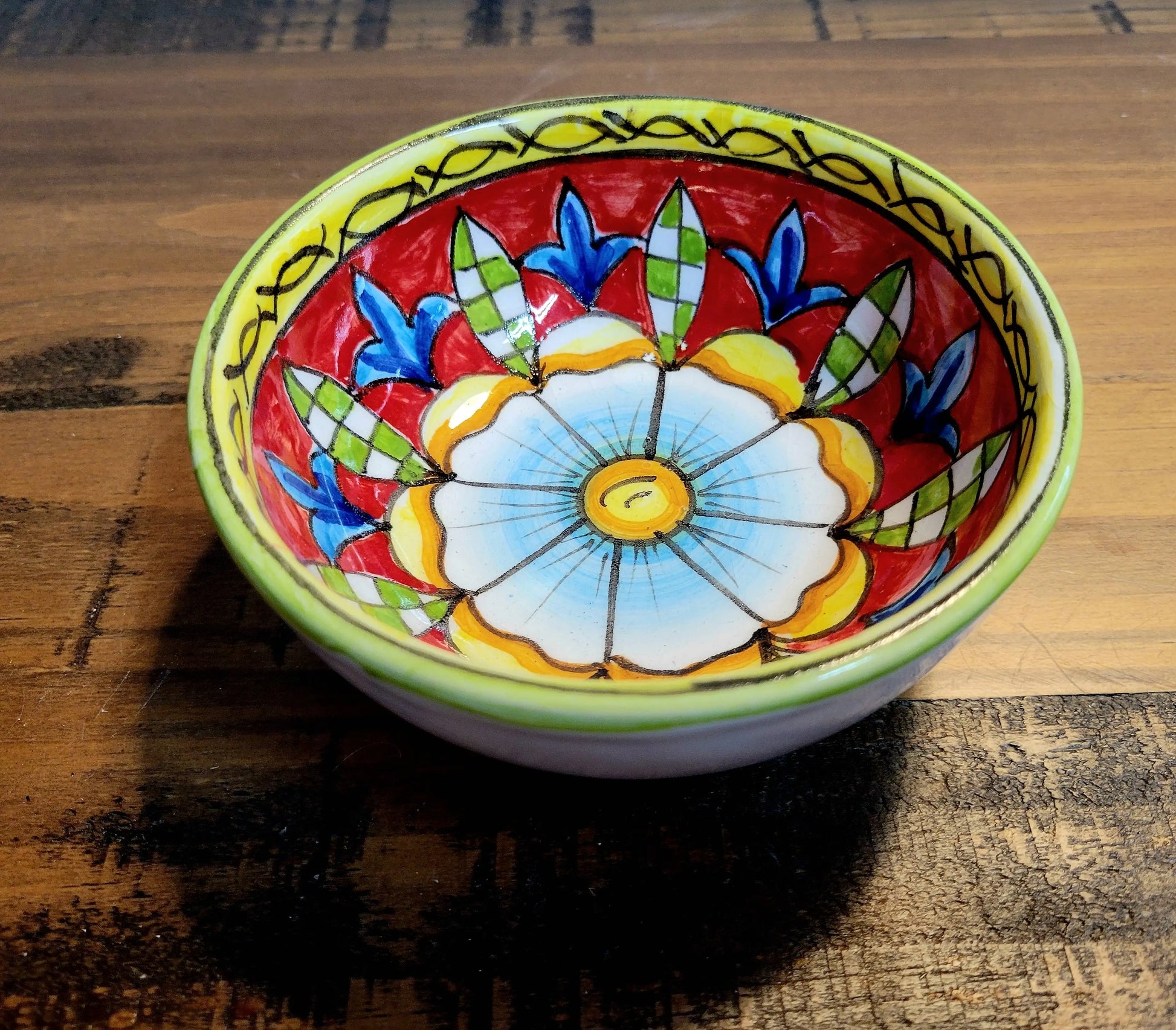 Colorful ceramic bowl with floral design 